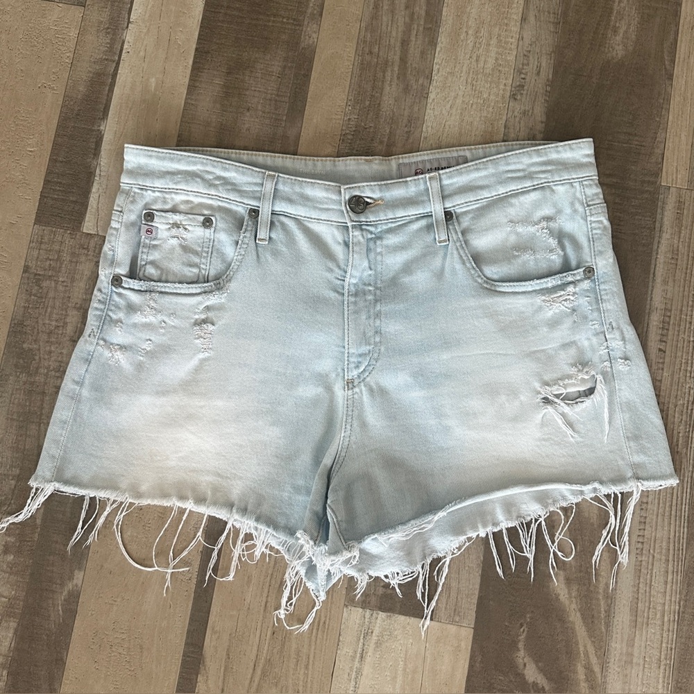 AG The Bryn Light Blue Distressed Denim Jean Shorts Cutoff Women's 31